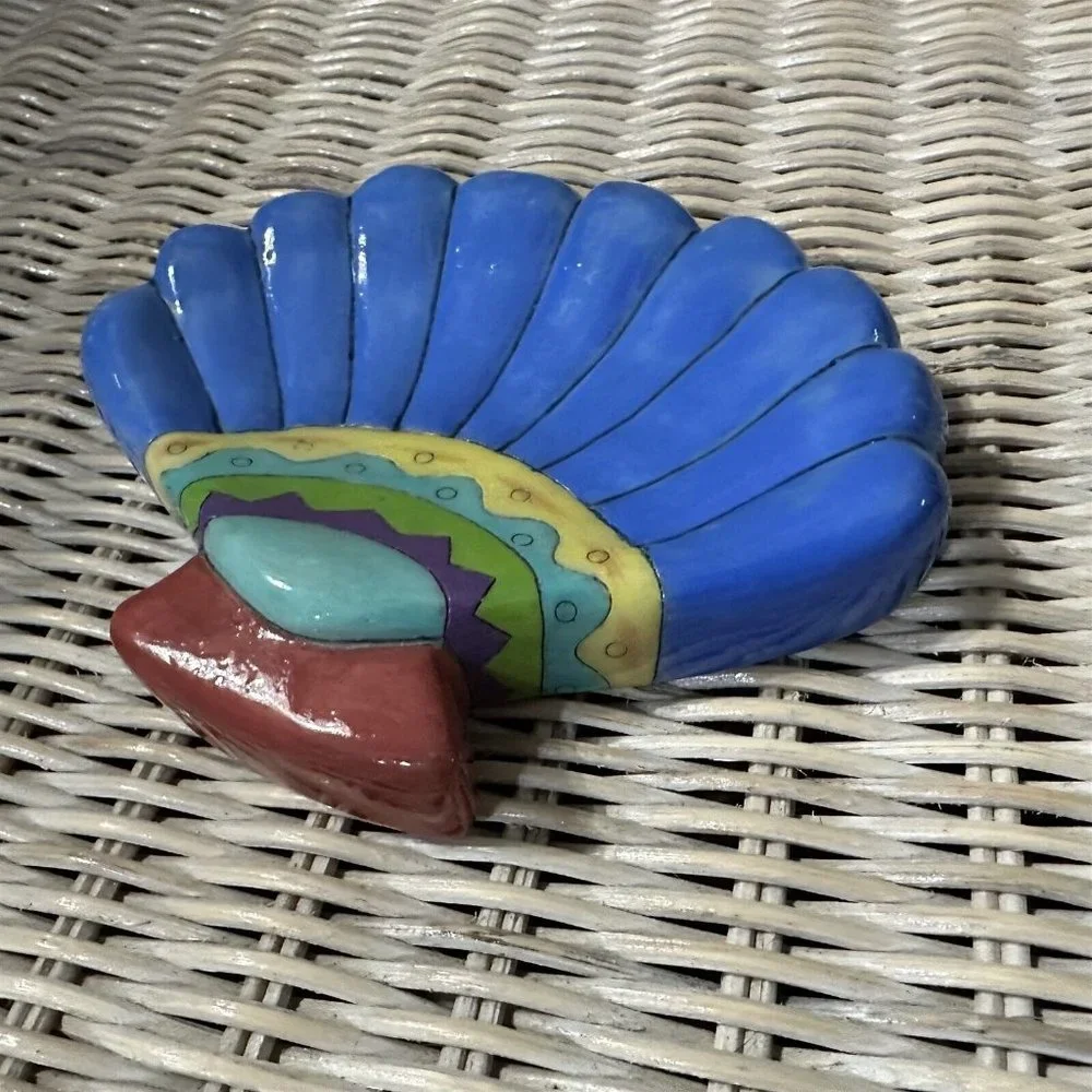 Sue Zipkin Shell SOAP DISH Scallop Seashell Blue